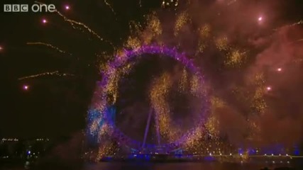 Фойерверките в Лондон на първи януари 2010 г. 
