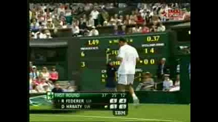 Wimbledon - Federer - Hrbaty - 4:0 Втори Сет