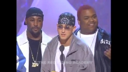Eminem accepting the Grammy for Best Rap Album at the 43rd Grammy Awards 