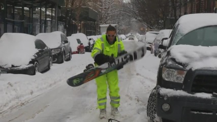 Сноубординг по улиците на New York .. :))