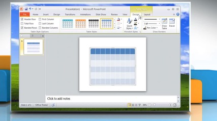 Microsoft® Powerpoint 2010: How to create and format a table on Windows® Xp?