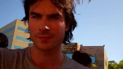 Justin Bieber and Ashley Green meet Ian Somerhalder at the Teen Choice Awards 2011