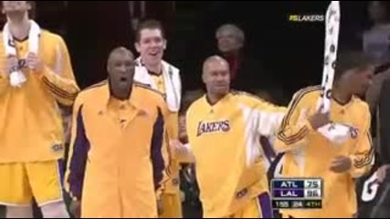 Shannon Brown Amazing Block & Laker Bench Goin Nuts! split1