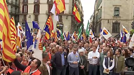 Spain: Thousands march for Spanish unity in Barcelona