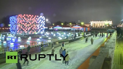 Russia: Winter comes to Moscow as huge ice rink opens in Gorky Park