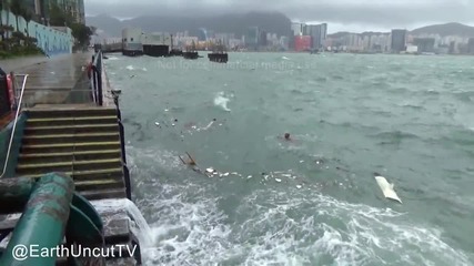 Плуване край хонг конг по време на тайфун