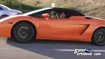 Twin Turbo 350z vs Lamborghini Gallardo street race 