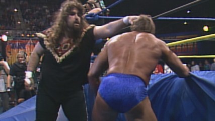 Cactus Jack brutalizes Paul Orndorff in a Falls Count Anywhere Match: WCW SuperBrawl III (WWE Network Exclusive)