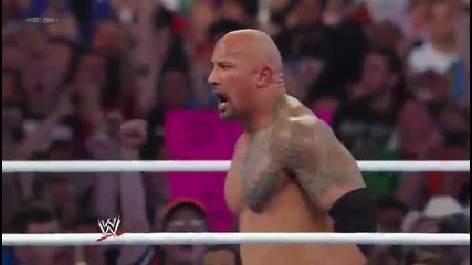 the Rock peoples elbow to john cena Wrestlemania 28