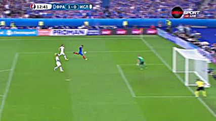 Голът на Оливие Жиру за 1:0 срещу Исландия
