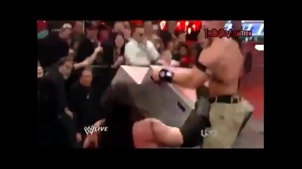 John Cena saves Eve and attacks Kane - Raw 1_30_2012