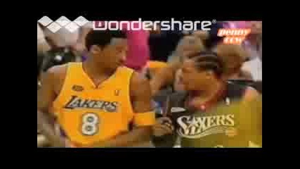 Allen Iverson and Kobe Bryant fight during 2001 Nba Finals