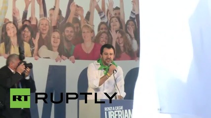 Italy: Lega Nord's Salvini rallies in historically leftist Bologna