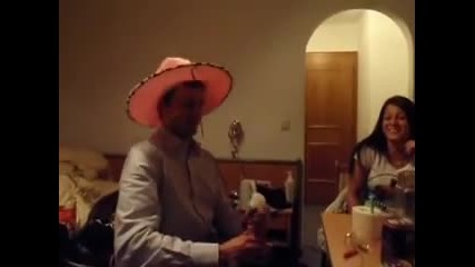 Funny danish guy gets surprised by a champagne bottle