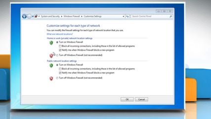 Windows® 7: How to turn off the security on Windows® 7-based Pc?