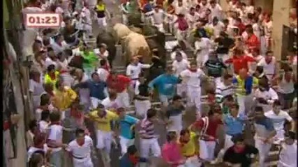 First day of the running of the bulls festival in Spain