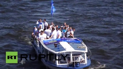 Russia: Zenit fans hold river parade ahead of FC Terek Grozny match