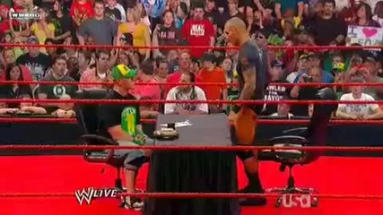 John Cena and Randy Orton signing contract for Hell in a Cell 