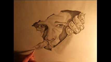 3d илюзия с молив - Човекът от хартията