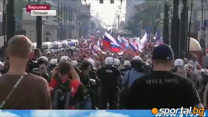 Руския марш във Варшава приключи с кръв и арести