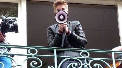 Justin Bieber playing with the megaphone, Paris 1st June 2012