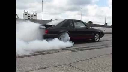 Ford Mustang burnout and tire blowout!