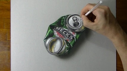 Като истинско! Рисуване на смачкан кен от бира!