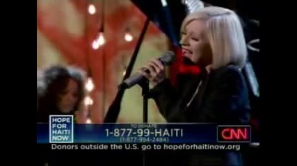 Зов за Помощ! Christina Aguilera performing - Lift Me Up - on Hope for Haiti Now 