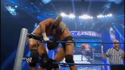 Randy Orton Superplex's Dolph Ziggler off the top rope