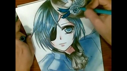 Drawing Ciel Phantomhive using colored pencils and soft pastels