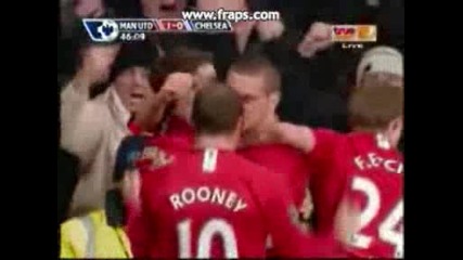Манчестър Юнайтед - Челси 1 - 0 Гол На Видич След Асистенция На Бербатов 11.01.2009