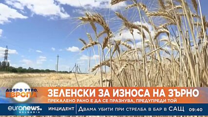 Зеленски за износа на зърно: Прекалено рано е да се празнува