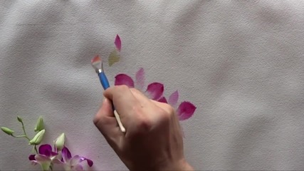 Как да нарисуваме орхидея-демонстрация от Adisorn Pornsirikarn (акварел) част 1/3