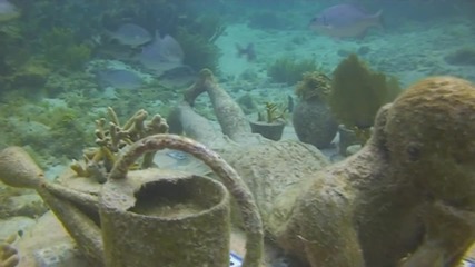 Изкуствено скулптуриран риф - тиха подводна еволюция край Канкун