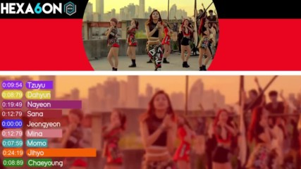 Twice - Like Ooh-ahh Line Distribution Color Coded