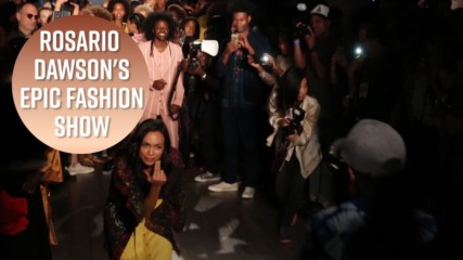 Rosario Dawson gets down on the catwalk at NYFW