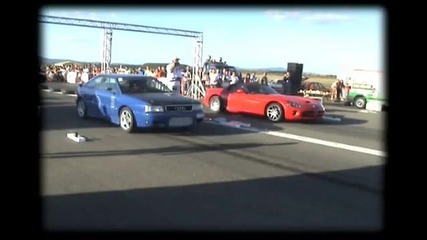 Audi S2 Coupe Vs. Dodge Viper 8.4 V10 Drag Race