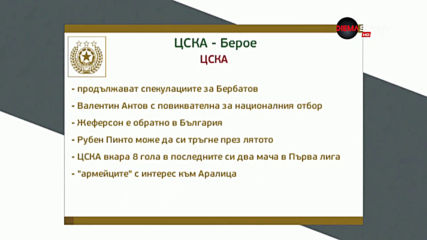 Преди ЦСКА - Берое