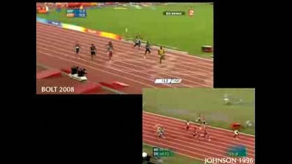 Usain Bolt Vs Michael Johnson 200m World Record 19.30 2008 Vs 1996