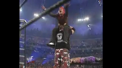 Bubba Ray Powerbombs Jeff Hardy to a Table with Edge