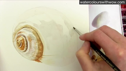 Как да нарисуваме черупка на охлюв с 3 D ефект използвайки акварел /урок от Anna Mason/