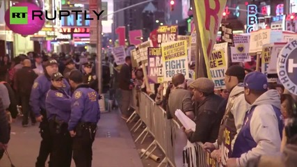 'Fight for $15' Protesters Flood Times Square