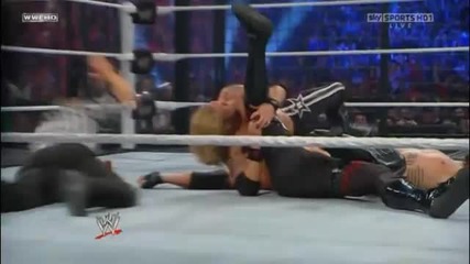 Edge Spears Kane & Rey Mysterio at the same time