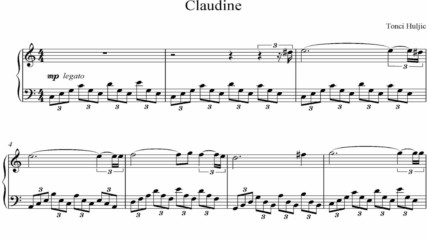 "Tonci Huljic - Claudine" - Piano sheet music (by Tatiana Hyusein)