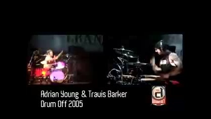 Travis Barker Adrian Young At Guitar Centers Drum Off 05