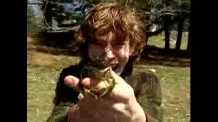 момче се базика с жаба