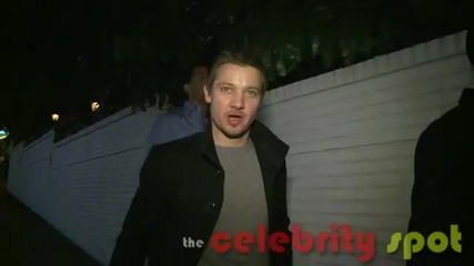 Jeremy Renner Has a Word While Leaving Chateau Marmont
