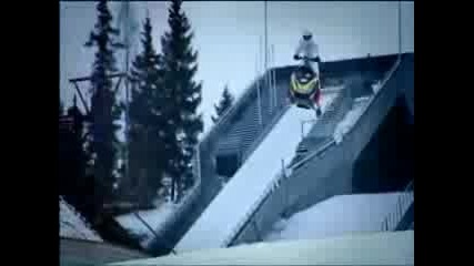 Stig Rides A Snowmobile Down The Ski - Jump