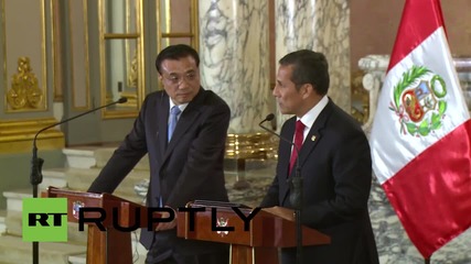 Peru: China's Li Keqiang discusses transcontinental railroad with President Humala
