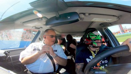 Rey Mysterio drives the pace car at NASCAR Auto Club 400